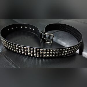 Faux Leather Studded Black Belt  Size 32-34 NWOT